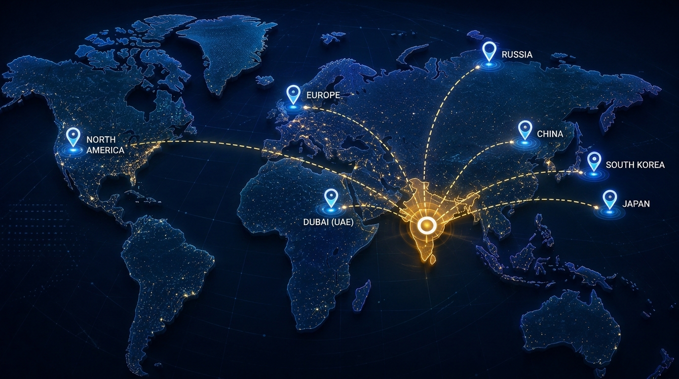 Abstract global world map network